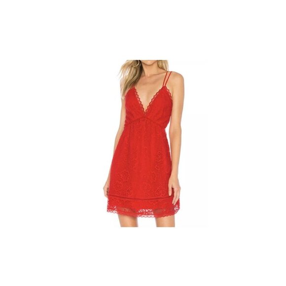 Lovers + Friends Revolve Woman’s Levesque Red  Lace Mini Cocktail‎ Dress SZ M - Picture 1 of 10